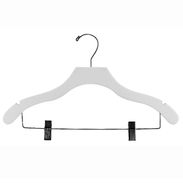 17" White Combination Hanger with Clips - Chrome Hook