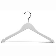 17" White Suit Hanger with Bar - Chrome Hook