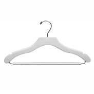17" White Suit Hanger with Non-Slip Bar - Chrome Hook