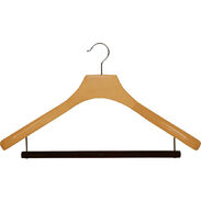 18" Natural Wood Coat Hanger - Chrome Hook