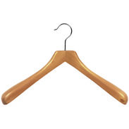 18" Natural Coat Wood Hanger - Chrome Hook