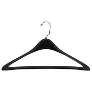 19" Black Plastic Curved Suit Hanger with Bar - Chrome Hook