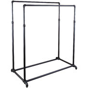 Pro Series Adjustable Double Rail Pipe Clothing Rack