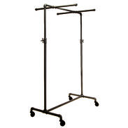 Adjustable Single Rail Pipe Clothing Rack With 2 Cross Bars