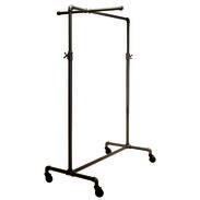 Adjustable Single Rail Pipe Clothing Rack With Cross Bar