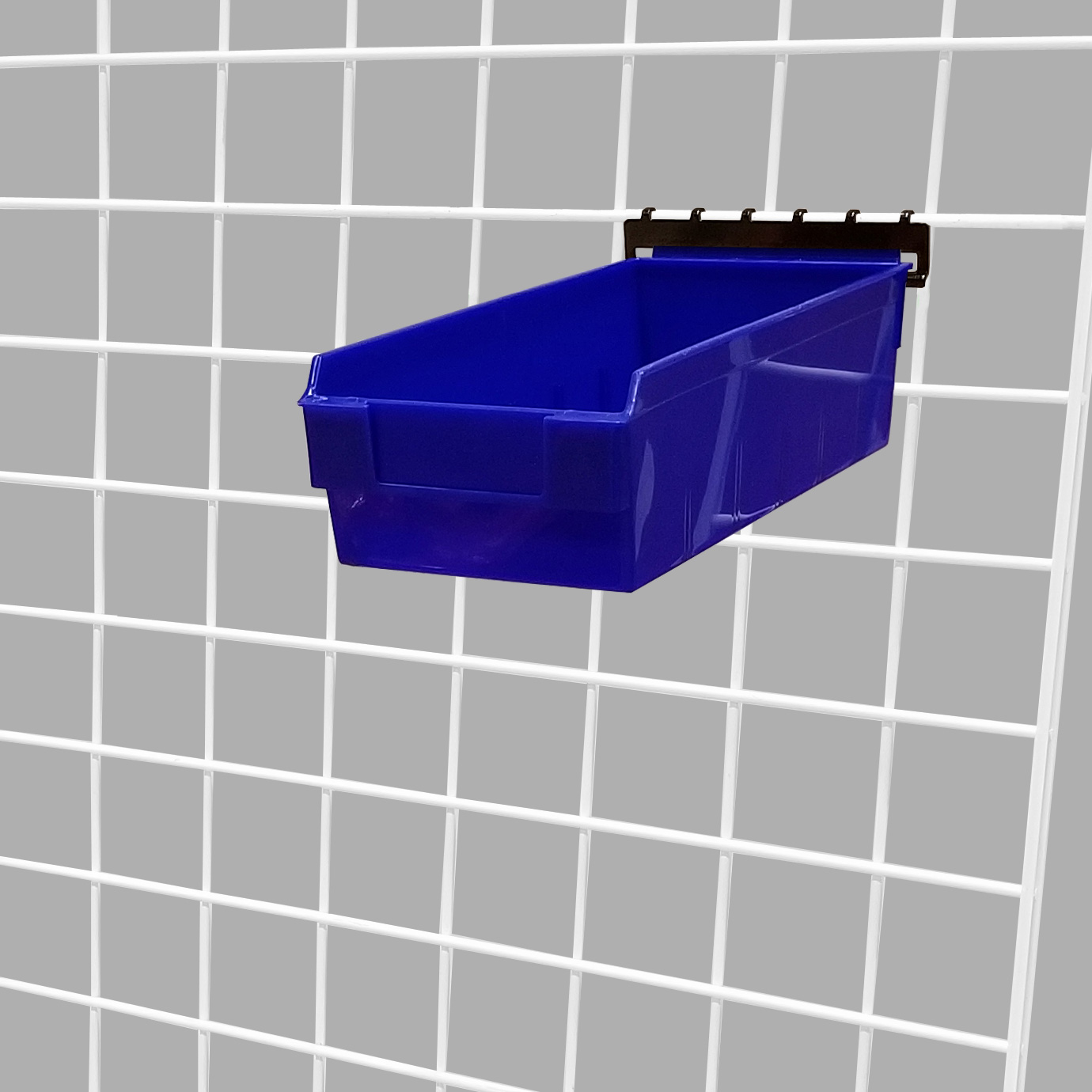 Blue Shelfbox 300 Display Bin w/ Grid Adaptor