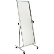 Chrome Floor Mirror with Casters