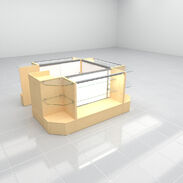 Lighted Small Retail Display Case Kiosk - Maple