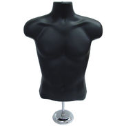 Men's Countertop Shirt Form With Chrome Base - Black