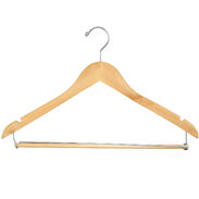 Natural Wood Suit Hangers with Bar