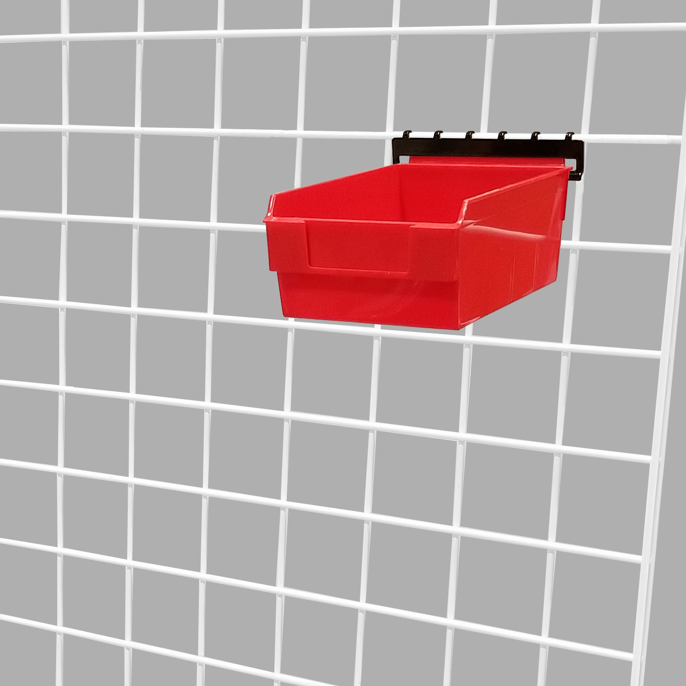 Red Shelfbox 200 Display Bin w/ Grid Adaptor