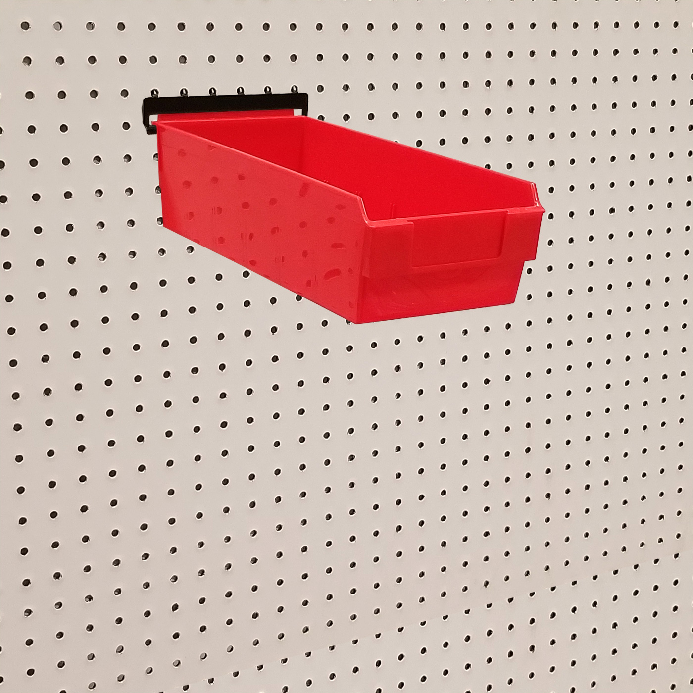 Red Shelfbox 300 Display Bin w/ Peg Adaptor